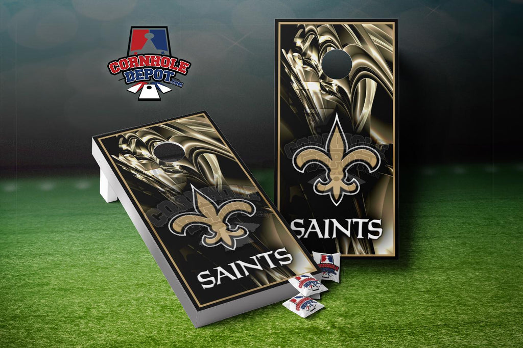 New Orleans Saints Brown and Black Lines Cornhole Board Vinyl Wrap Laminated Decal Sticker Set