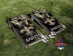 New Orleans Saints Brown and Black Lines Cornhole Board Vinyl Wrap Laminated Decal Sticker Set