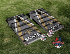 New Orleans Saints Washed Gray Board Cornhole Board Vinyl Wrap Laminated Decal Sticker Set