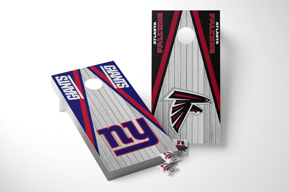 New York Giants and Atlanta Falcons Split Set Cornhole Board Vinyl Wrap Skins Laminated Sticker Set Decal