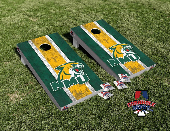 Northern Michigan Wildcats Cornhole Board Vinyl Wrap Skins Laminated Sticker Set Decal