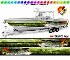 Northern Pike Fish Graphic Vinyl Boat Wrap Fishing Pontoon Sportsman Console Bowriders Watercraft etc.. Boat Wrap Decal