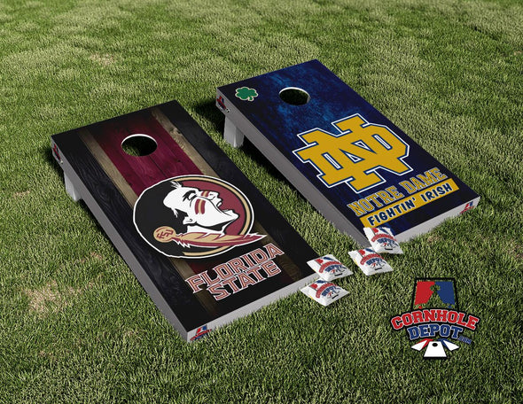 Notre Dame and FSU Cornhole Board Vinyl Wrap Laminated Sticker Set Decal