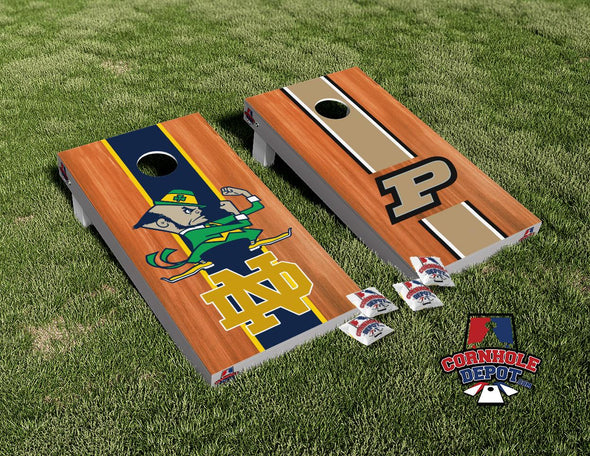 Notre Dame and Purdue Wood Cornhole Board Vinyl Wrap Skins Laminated Sticker Set Decal