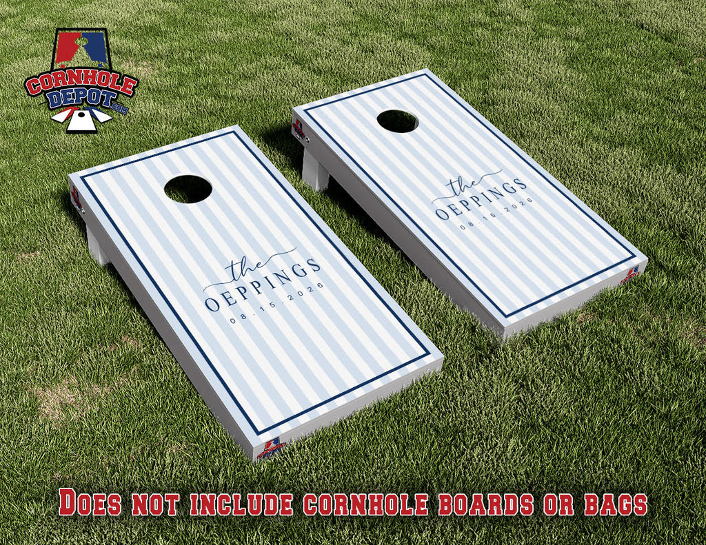 Angie~ Custom The Oeppings 1 Blue stripes and 1 White and Black Cornhole Board Vinyl Wrap Skins Laminated Sticker Set Decal