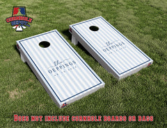 Angie~ Custom The Oeppings 1 Blue stripes and 1 White and Black Cornhole Board Vinyl Wrap Skins Laminated Sticker Set Decal