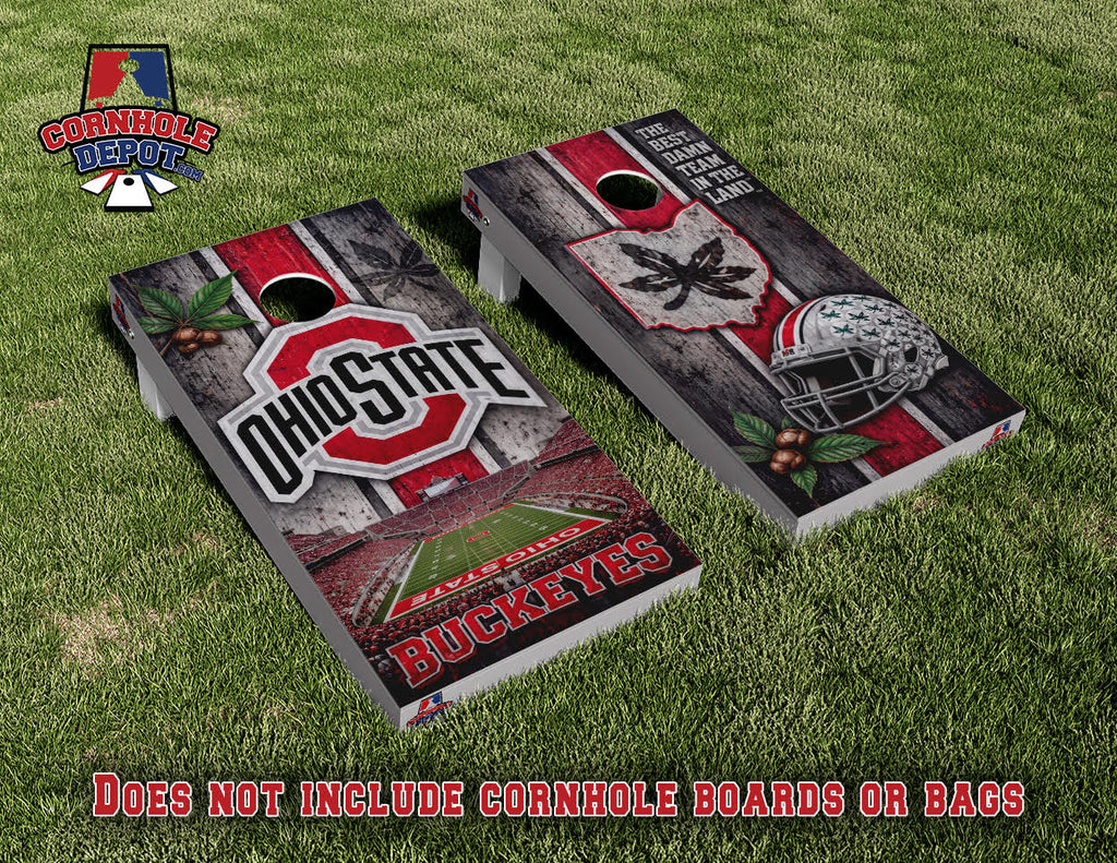 Ohio State Buckeyes Split Set Cornhole Board Vinyl Wrap Skins Laminated Sticker Set