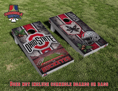Ohio State Buckeyes Split Set Cornhole Board Vinyl Wrap Skins Laminated Sticker Set