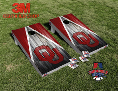 OU Sooner Boomer Washed Cornhole Board Vinyl Wrap Skins Laminated Sticker Decal Set