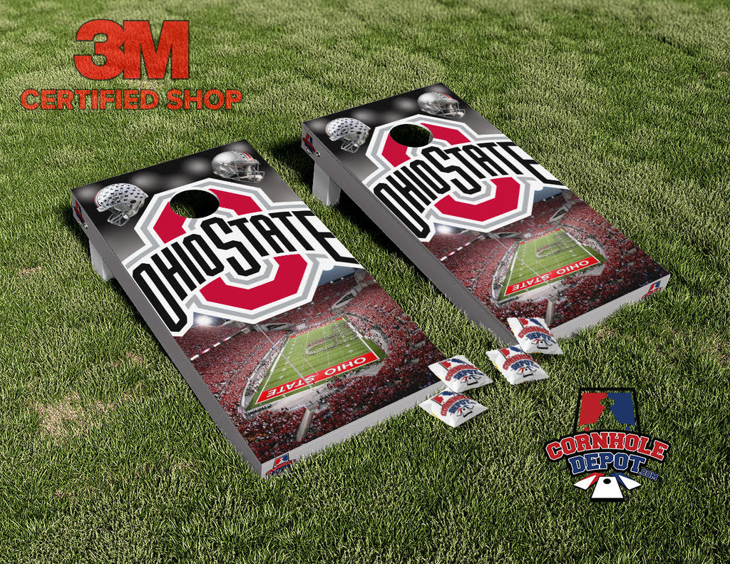 Ohio State Field Cornhole Board Vinyl Wrap Skins Laminated Sticker Set