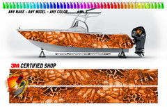 Orange  Camo Graphic Vinyl Boat Wrap Decal Pontoon Sports Sportsman Console Sea Doo Bowriders Deck Watercraft etc..Boat Wrap Decal