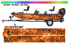 Orange  Camo Graphic Vinyl Boat Wrap Decal Pontoon Sports Sportsman Console Sea Doo Bowriders Deck Watercraft etc..Boat Wrap Decal