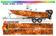 Orange  Camo Graphic Vinyl Boat Wrap Decal Pontoon Sports Sportsman Console Sea Doo Bowriders Deck Watercraft etc..Boat Wrap Decal