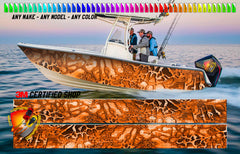 Orange  Camo Graphic Vinyl Boat Wrap Decal Pontoon Sports Sportsman Console Sea Doo Bowriders Deck Watercraft etc..Boat Wrap Decal