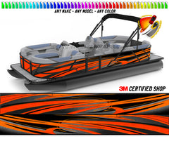 Orange, Gray and Black Zig Zag Lines Graphic Boat Vinyl Wrap Fishing Pontoon Sea Doo Water Sports Watercraft etc.. Boat Wrap Decal
