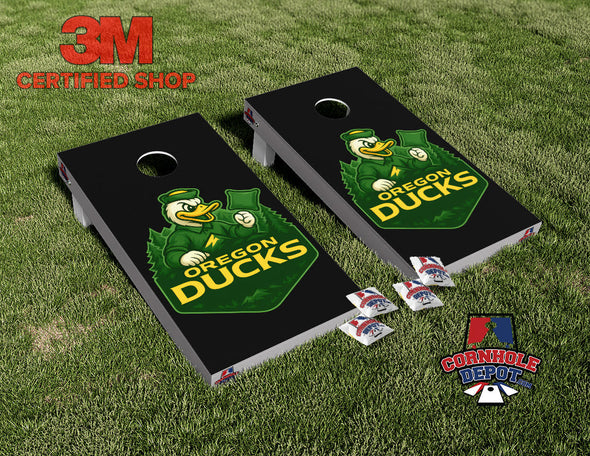 Oregon State Ducks Black Cornhole Board Vinyl Wrap Skins Laminated Sticker Set Decal