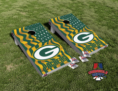 Green Bay Packers American Flag Wavy Cornhole Board Vinyl Wrap Skins Laminated Sticker Set Decal
