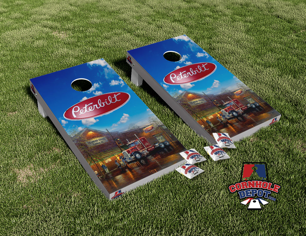 Peterbilt  Truck Cornhole Board Vinyl Wrap Skins Laminated Sticker Decal Set