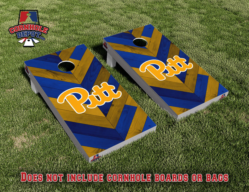 Pitt Panthers Triangle Cornhole Board Vinyl Wrap Laminated Sticker Set Decal