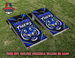 Pryor Tigers Blue Cornhole Board Vinyl Wrap Skins Laminated Sticker Set Decal