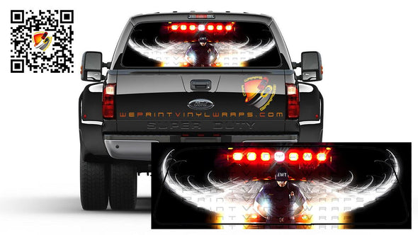Paramedic EMT Angel Wings Rear Window Tint Perforated Graphic Decal Vinyl Trucks Cars Campers