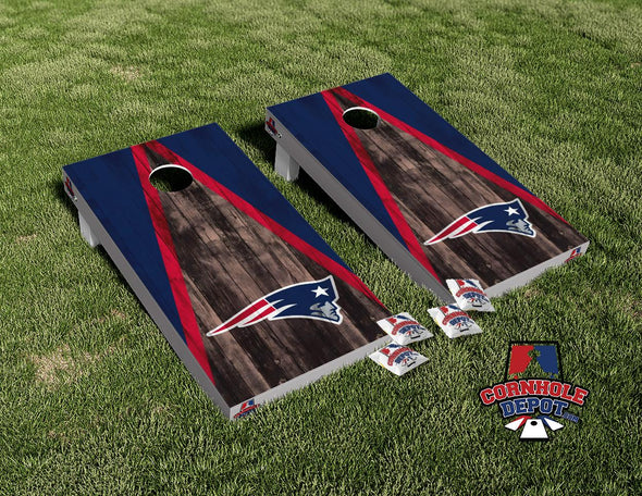Patriots Dark Wood Cornhole Board Vinyl Wrap Skins Laminated Sticker Set Decal