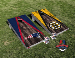 Bruins Boston and Patriots Cornhole Board Vinyl Wrap Skins Laminated Sticker Set Decal