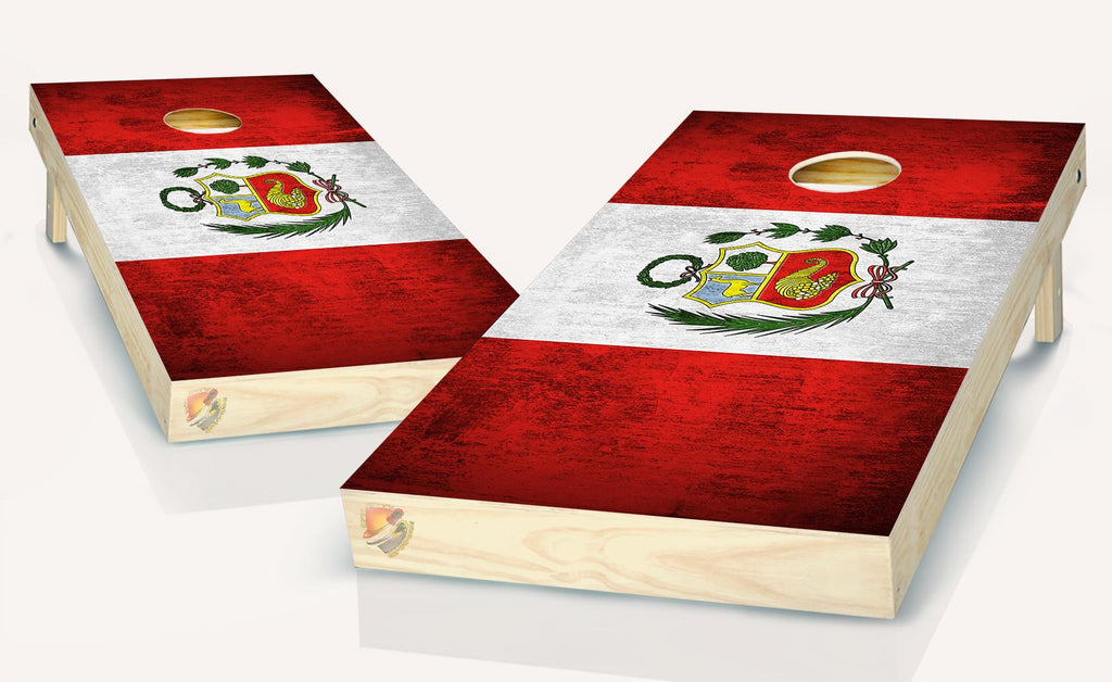 Peru Flag Cornhole Board Vinyl Wrap Skins Laminated Sticker Set Decal