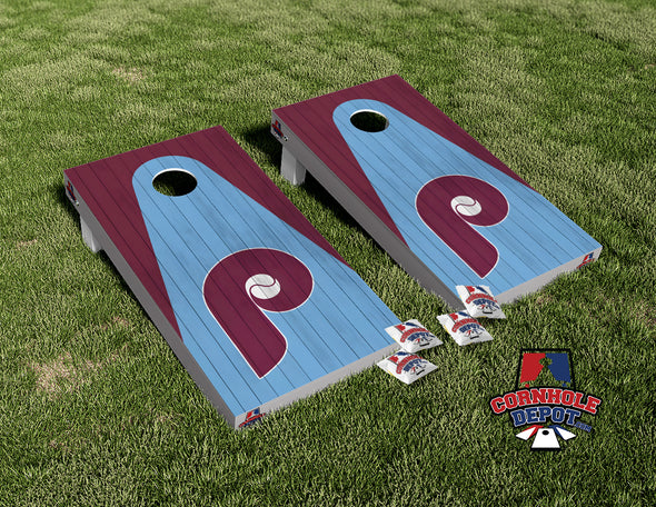 Philadelphia Phillies Retro Cornhole Board Vinyl Wrap Skins Laminated Sticker Set Decal