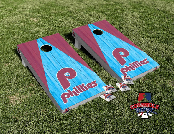 Philadelphia Phillies Retro Washed Cornhole Board Vinyl Wrap Skins Laminated Sticker Set Decal