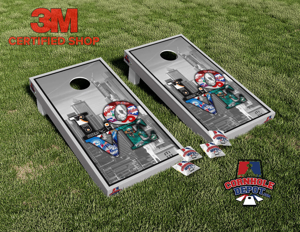 Philadelphia Phillies Love Mashup Cornhole Board Vinyl Wrap Skins Laminated Sticker Set Decal