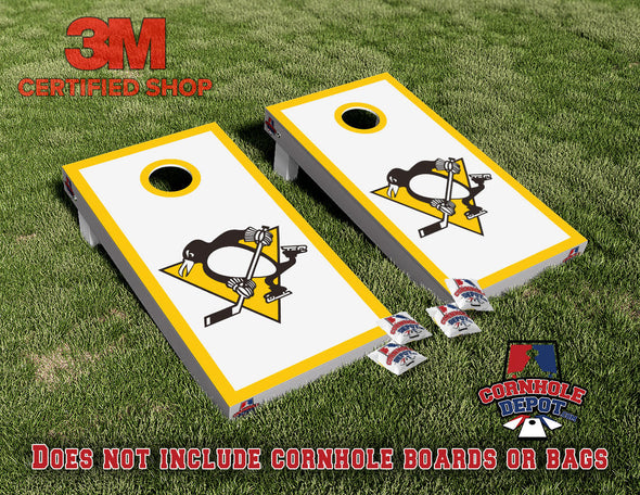 Pittsburgh Penguins Board Cornhole  Board Vinyl Wrap Skins Laminated Sticker Set Decal