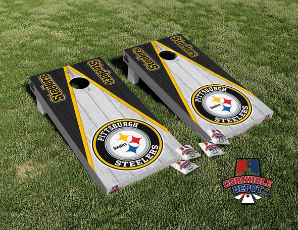 Pittsburgh Steelers Washed Board Cornhole  Board Vinyl Wrap Laminated Sticker Set Decal
