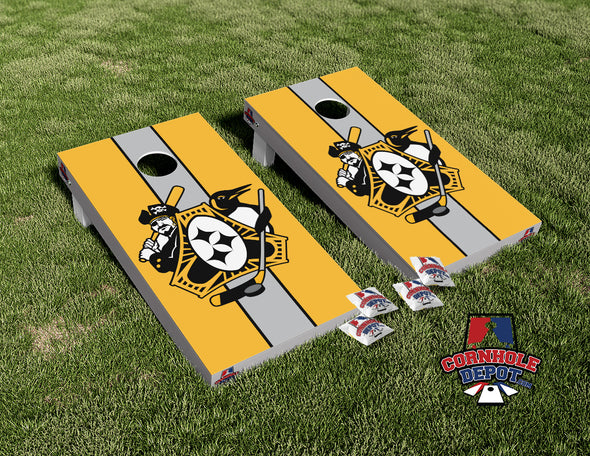 Pittsburgh Three Rivers Roar Yellow Board Cornhole  Board Vinyl Wrap Skins Laminated Sticker Set Decal