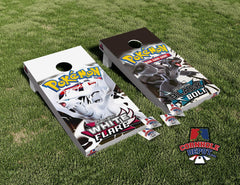 Pokemon Black Bolat and White Flare Cornhole Board Vinyl Wrap Skins Laminated Sticker Set Decal