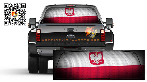 Poland Flag Falcon Rear Window Tint Perforated Graphic Decal Cars Trucks Campers