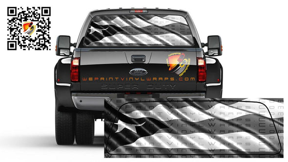 Puerto Rico Flag Black and White  Rear Window Tint Perforated Graphic Vinyl Decal Sticker Trucks Cars Campers