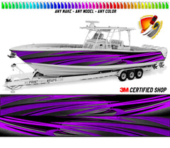 Purple and Black Zig Zag Lines Graphic Boat Vinyl Wrap Fishing Pontoon Sea Doo Water Sports Watercraft etc.. Boat Wrap Decal