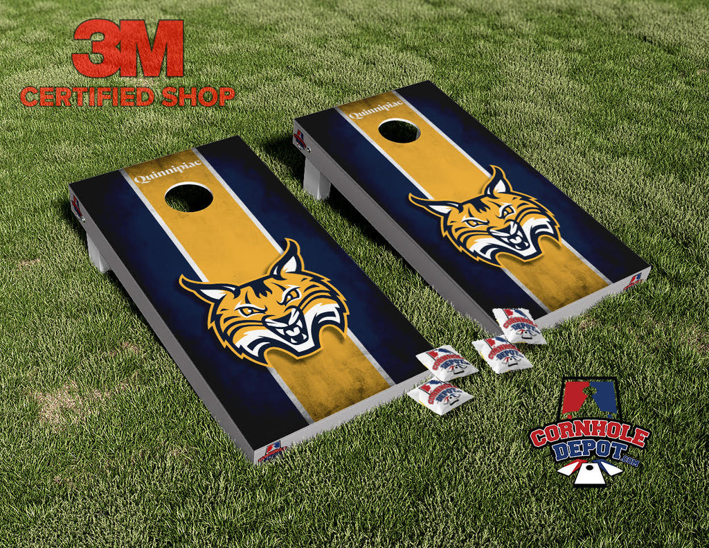 Quinnipiac Bobcat Cornhole Board Vinyl Wrap Skins Laminated Sticker Set Decal