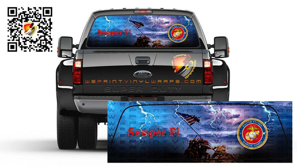 Raising of the Flag  Rear Window Perforated Graphic Decal Truck Cars Campers