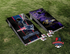 Baltimore Ravens Blue and Patriots New England Split Set Cornhole Board Vinyl Wrap Skins Laminated Sticker Set Decal