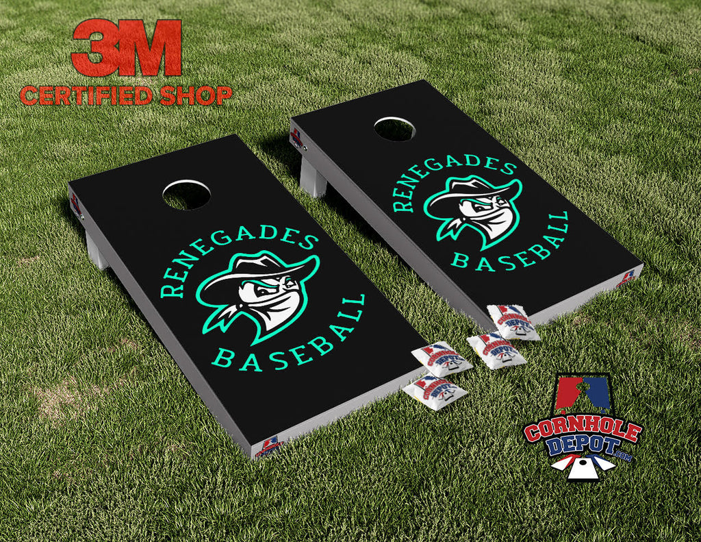 Renegades Baseball Cornhole Board Vinyl Wrap Skins Laminated Sticker Set Decal