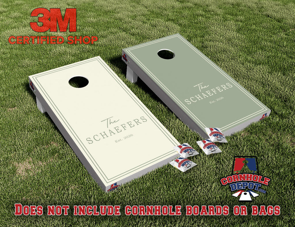 Jonathan~ 10 SETS: 2 Bourbon,1 Bear, 1 Harley Black and White, 1 Schaefers, 1 Salty palms, 1 Coral oak, 1 2nd Amendment, 1 Forest, 1 Campbell  Cornhole Board Vinyl Wrap Laminated Sticker Set Decal