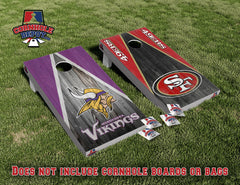 Vikings Minnesota and San Francisco 49ers Split Set Cornhole Board Vinyl Wrap Laminated Sticker Set Decal