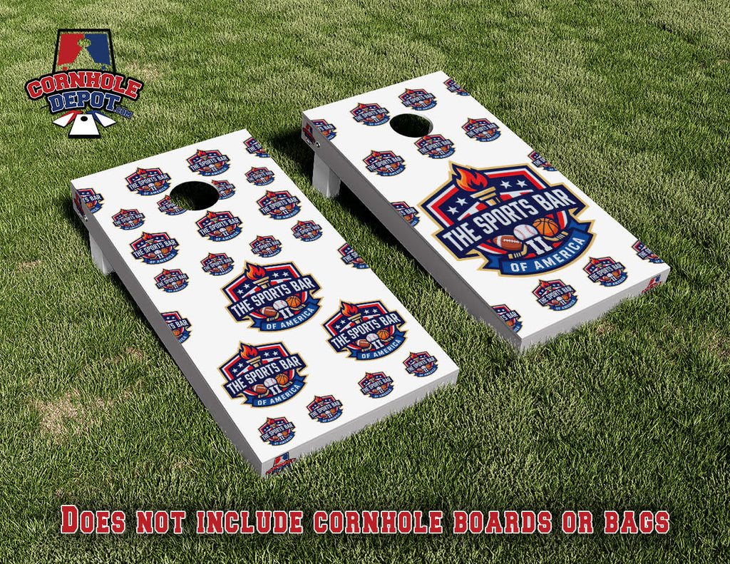 Sports Bar Split Set Cornhole Board Vinyl Wrap Skins Laminated Sticker Set Decal
