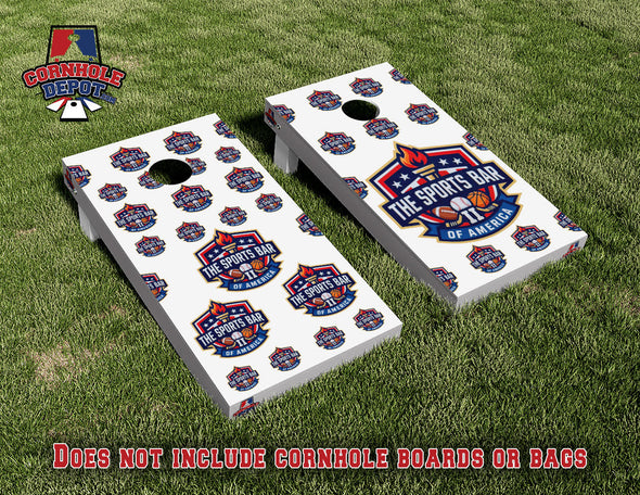 Sports Bar Split Set Cornhole Board Vinyl Wrap Skins Laminated Sticker Set Decal