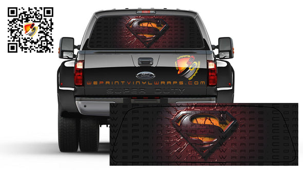 Superman Dark Red Rear Window Tint Perforated Graphic Vinyl Decal  Cars Trucks  Campers RV