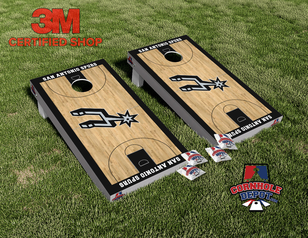 San Antonio Spurs Court Cornhole Board Vinyl Wrap Skins Laminated Sticker Decal Set