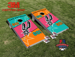 San Antonio Spurs Retro Colors Cornhole Board Vinyl Wrap Skins Laminated Sticker Decal Set