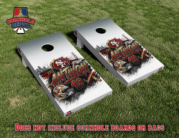 San Francisco SF 49ers Skyline Cornhole Board Vinyl Wrap Skins Laminated Sticker Decal Set